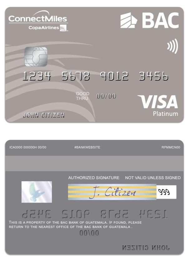 Guatemala BAC Bank visa platinum card